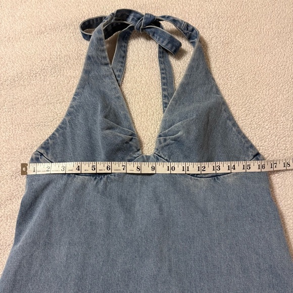 Free People Trevi Denim Halter Mini Dress in Celestial Light Blue Jean - Picture 7 of 16